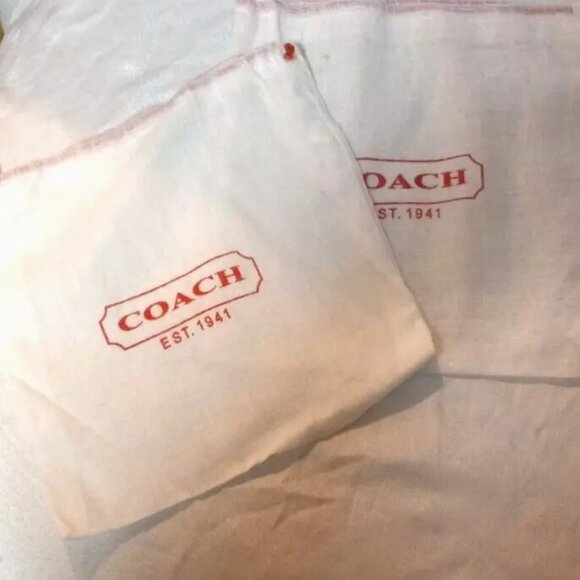 Coach Handbags - COACH Red Logo Drawstring Linen Dust Covers LOGO 8' X 8" lot of 2